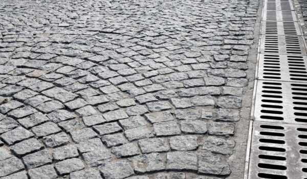 outdoors cobblestone texture with drainage