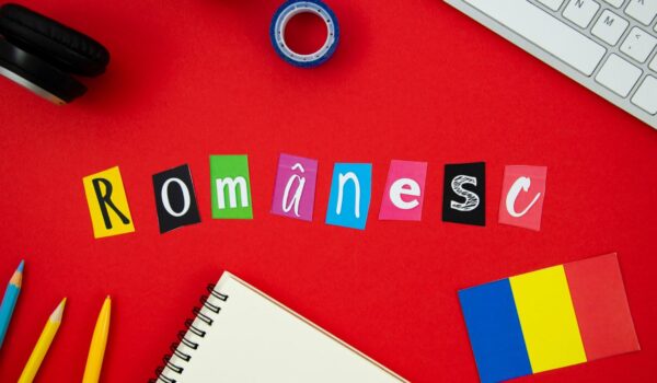 romanian lettering red background