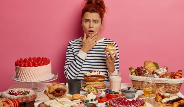 young beautiful woman enjoying wholesome dinner